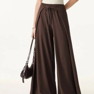 OGL Bamboo Ponte Wrap-tie Palazzo Pants with Pocket